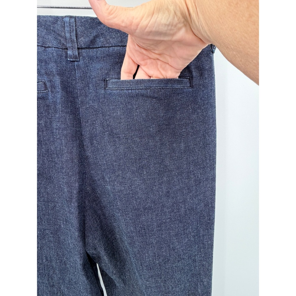 L.L.Bean Trousers Womens 12 Tall Blue Denim Straight Leg Stretch Wide Leg - Picture 4 of 10